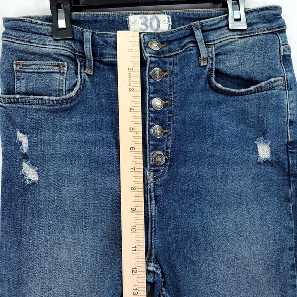 We the Free Cropped Jeans Women’s 30 Skinny Wash High Rise Button Fly Distress - Picture 4 of 13